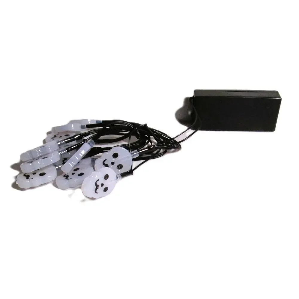 LED Skull String Lights 4.3 ft 12 Bulbs Battery Operated Goth Halloween Decor